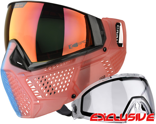 Carbon CRBN Zero Pro Paintball Mask (More Coverage) - Two Tone Blue/Red