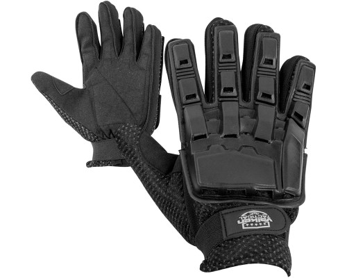 Valken V-Tac Full Finger Plastic Back Paintball Gloves - Black - Small (ZYX-2517)