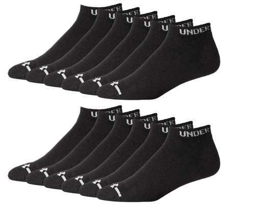 Under Armour Charged No Show Socks - Black - Medium - 6 Pairs (ZYX-2567)