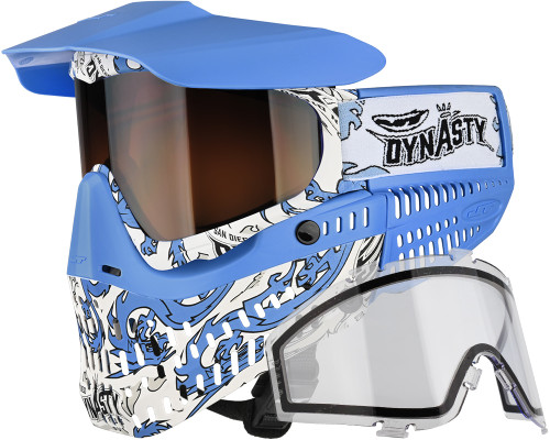 JT ProFlex Paintball Mask - LE Dynasty Dragon Blue w/ 2 Lenses
