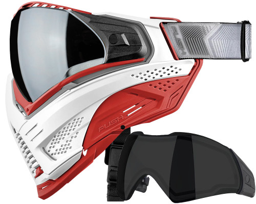 Push Unite XL Paintball Mask w/ Free Additional Smoke Lens - White Walker Red