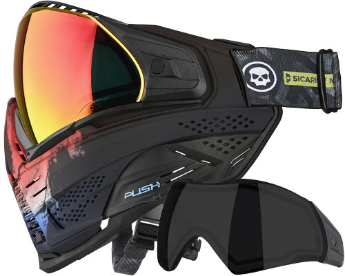 Push Unite XL Paintball Mask w/ Free Additional Smoke Lens - Infamous Patriot Skull