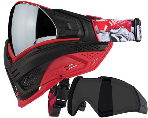 Push Unite XL Paintball Mask w/ Free Additional Smoke Lens - Blood Trooper