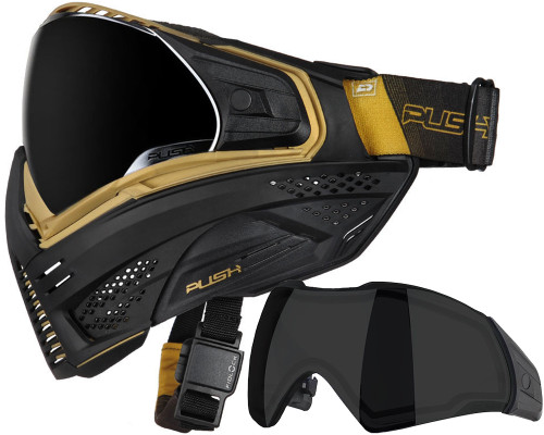 Push Unite Paintball Mask w/ Free Additional Smoke Lens - Black/Gold