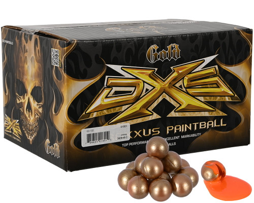 DXS Gold 2,000 Round Paintball Case - Gold Shell w/ Tournament Orange Fill ( .68 Caliber )