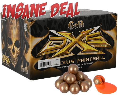 DXS Gold 2,000 Round Paintball Case - Gold Shell w/ Tournament Orange Fill ( .68 Caliber )