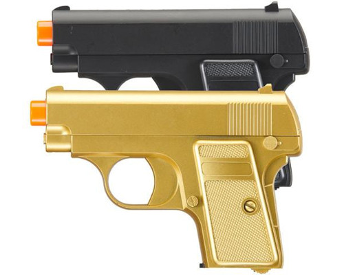 Omega Dual Spring Powered Airsoft Pistols - Black & Gold (M222GB)