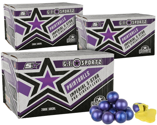 3 Cases of GI Sportz 5 Star Paintballs (6,000 Rounds Total) - Yellow Fill ( .68 Caliber )