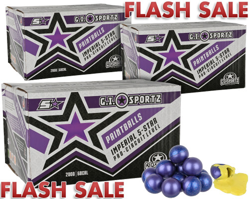 3 Cases of GI Sportz 5 Star Paintballs (6,000 Rounds Total) - Yellow Fill ( .68 Caliber )