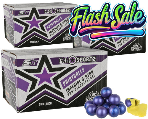 3 Cases of GI Sportz 5 Star Paintballs (6,000 Rounds Total) - Yellow Fill ( .68 Caliber )