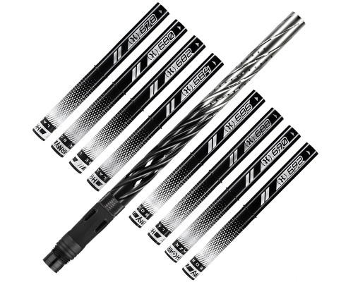 HK Army 15" Autococker Threaded LAZR Elite "Orbit" Barrel Kit w/ Black Inserts - Dust Black/Dust Silver Fade