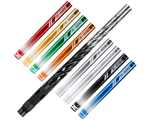 HK Army 15" Autococker Threaded LAZR Elite "Orbit" Barrel Kit w/ Colored Inserts - Dust Black/Dust Silver Fade