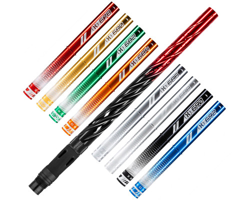 HK Army 15" Autococker Threaded LAZR Elite "Orbit" Barrel Kit w/ Colored Inserts - Dust Black/Dust Red Fade