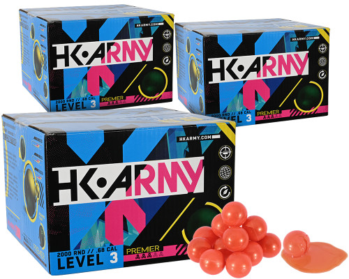 HK Army Premier Paintball Bundle (3 Cases - 6,000 Rounds Total) - Orange Fill ( .68 Caliber )