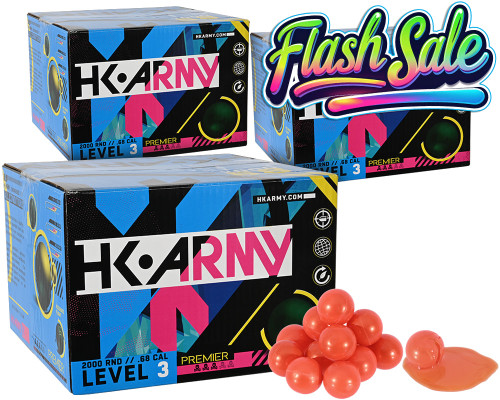 HK Army Premier Paintball Bundle (3 Cases - 6,000 Rounds Total) - Orange Fill ( .68 Caliber )