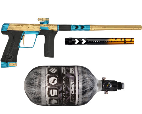 HK Army Fossil Eclipse CS3 Paintball Gun w/ Free 68ci Aerolite Tank & Fossil S63 Barrel Tip - Gold/Teal