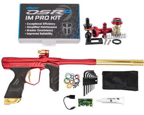 Dye DSR+ Paintball Gun w/ Free Ironmen Pro Upgrade Kit - Red/Gold