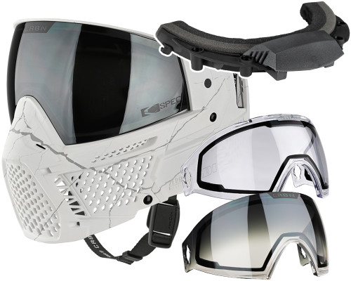 Carbon CRBN Zero GRX Paintball Mask w/ Free Storm Fan (Less Coverage) - Fracture Bone