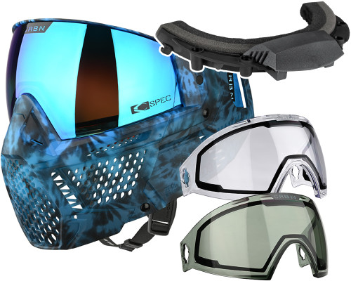 Carbon CRBN Zero GRX Paintball Mask w/ Free Storm Fan (More Coverage) - Tie-Dye Lagoon