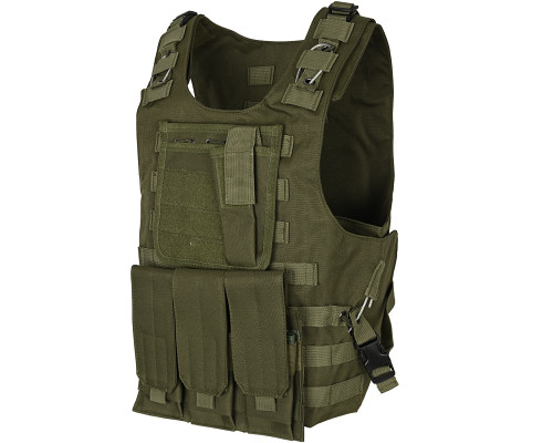 Refurbished - Warrior Paintball Tactical Molle Vest w/ Attachments - Olive Drab (028-0062)
