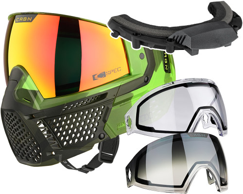 Carbon CRBN Zero GRX Paintball Mask w/ Free Storm Fan (Less Coverage) - Modcam Jungle