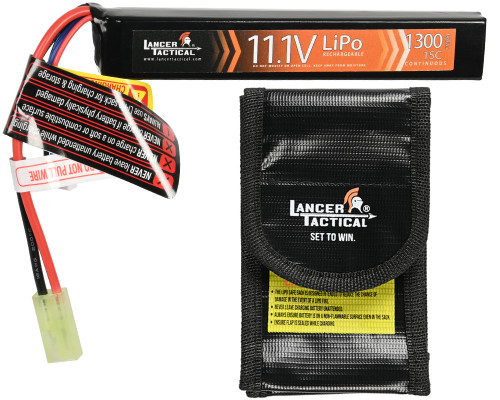 Lancer Tactical 11.1V 1300mAh 15C Stick LiPo Airsoft Battery - Mini-Tamiya (LT11.1V1300S)