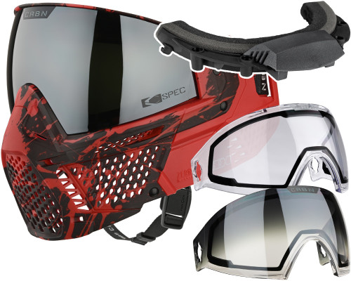 Carbon CRBN Zero GRX Paintball Mask w/ Free Storm Fan (Less Coverage) - Undr Blood Splash