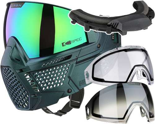 Carbon CRBN Zero GRX Paintball Mask w/ Free Storm Fan (More Coverage) - ELMT Teal