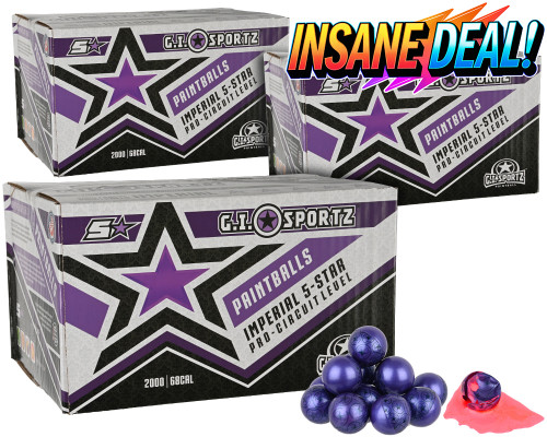 3 Cases of GI Sportz 5 Star Paintballs (6,000 Rounds Total) - Nuclear Pink Fill ( .68 Caliber )