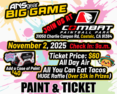 ANSgear Big Game Ticket w/ 1 Case of Paintballs - 11/02/2025 - Combat Paintball Park ANSgear Big Game Ticket w/ 1 Case of Paintballs - 11/02/2025 - Combat Paintball Park