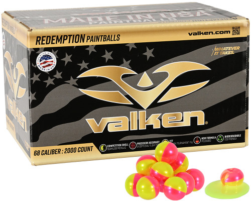 Valken Redemption 2,000 Round Paintballs - Yellow Fill ( .68 Caliber )