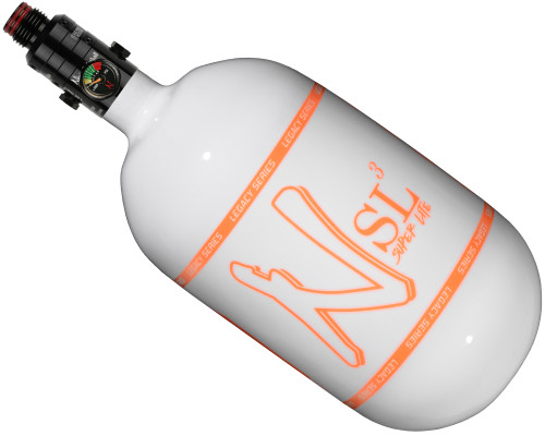 Ninja SL3 Carbon Fiber Air Tank w/ Pro V3 Regulator - 68/4500 - Legacy Series White/Orange