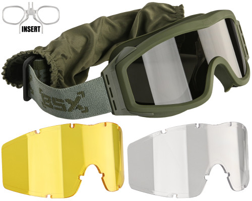 BSX Tango Airsoft Goggle - Standard w/ Multiple Lenses - Olive
