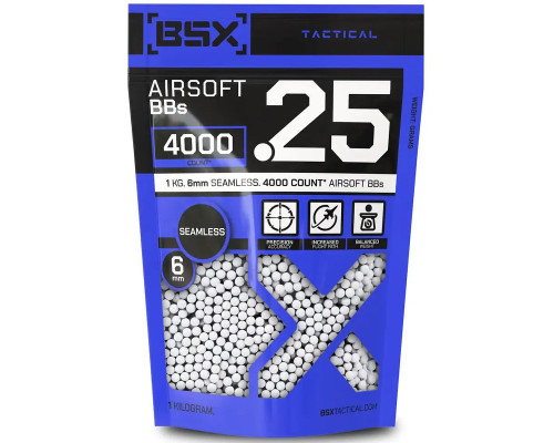 BSX Tactical Airsoft BB's - .25g - 4,000 Count - White