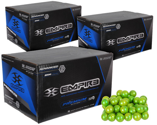 3 Cases of Empire Premium Paintballs (6,000 Rounds Total) - Carbon Yellow Shell Yellow Fill ( .68 Caliber )