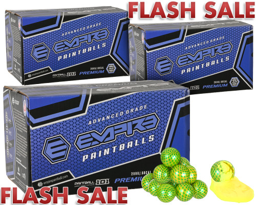 3 Cases of Empire Premium Paintballs (6,000 Rounds Total) - Carbon Yellow Shell Yellow Fill ( .68 Caliber )