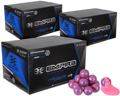 3 Cases of Empire Premium Paintballs (6,000 Rounds Total) - Carbon Pink Shell Pink Fill ( .68 Caliber )