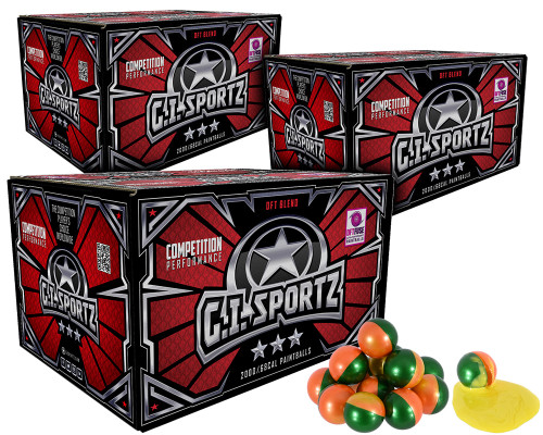 3 Cases of GI Sportz 3 Star Paintballs (6,000 Rounds Total) - Yellow Fill ( .68 Caliber )