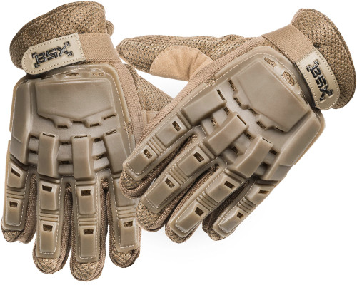 BSX Full Finger Armored Paintball Gloves - Tan