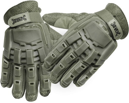 BSX Full Finger Armored Paintball Gloves - Olive
