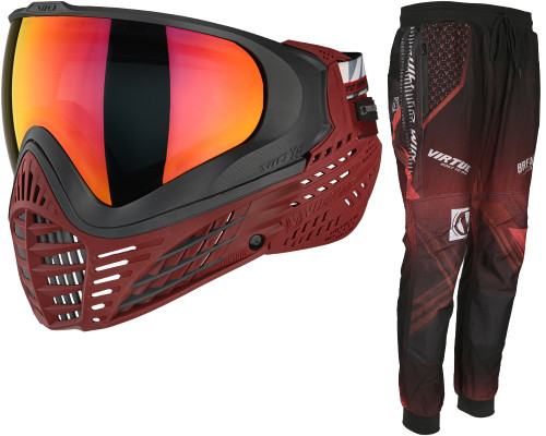 Virtue Vio X6 Paintball Mask w/ Breakout Jogger Pants - Red Fire