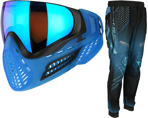 Virtue Vio Ascend Paintball Mask w/ Breakout Jogger Pants - SE Black Cyan