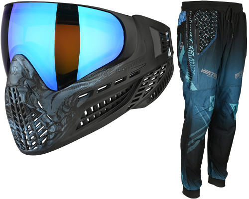 Virtue Vio Ascend Paintball Mask w/ Breakout Jogger Pants - Cyan Skull