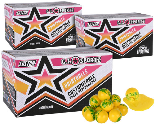 3 Cases of GI Sportz 3 Star Custom Paintballs (6,000 Rounds Total) - Yellow Fill ( .68 Caliber )