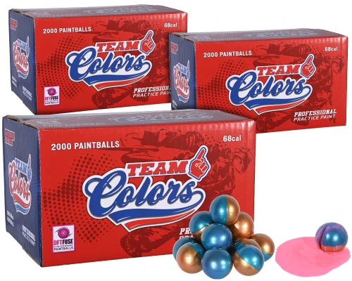3 Cases of GI Sportz 3 Star Team Colors Paintballs (6,000 Rounds Total) - Pink Fill ( .68 Caliber )