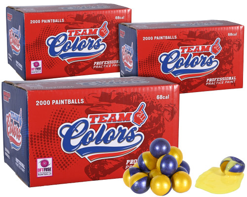 3 Cases of GI Sportz 3 Star Team Colors Paintballs (6,000 Rounds Total) - Yellow Fill ( .68 Caliber )