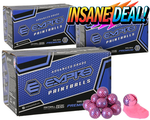 3 Cases of Empire Premium Paintballs (6,000 Rounds Total) - Carbon Pink Shell Pink Fill ( .68 Caliber )