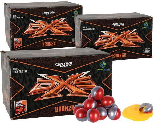 3 Cases of DXS Bronze Paintballs (6,000 Rounds Total) - Yellow Fill ( . 68 Caliber )