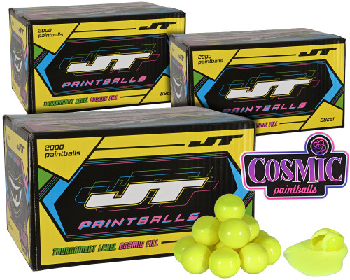 3 Cases of JT Cosmic Glow Paintballs (6,000 Rounds Total) - Yellow Fill ( .68 Caliber )