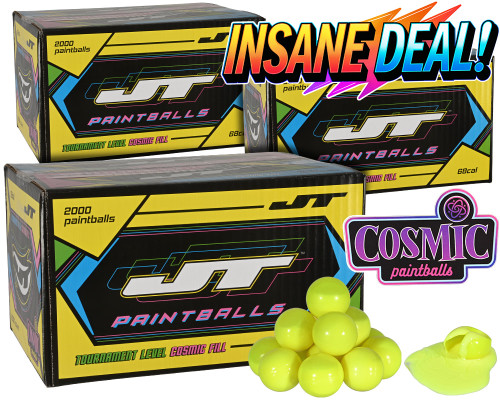 3 Cases of JT Cosmic Glow Paintballs (6,000 Rounds Total) - Yellow Fill ( .68 Caliber )